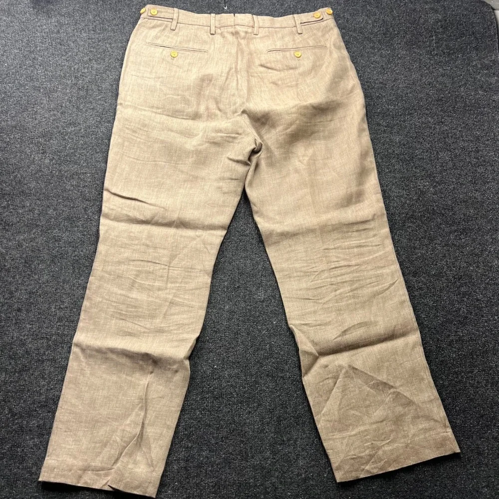Vintage Banana Republic Heritage Mens 35x32 Khaki Linen Straight Pants 951019-00